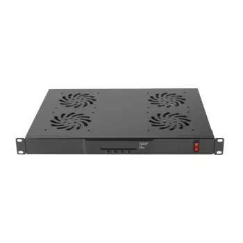 Lanberg AK-1503-B 19" 1U ventilačný panel s LCD a termostatom, 4 ventilátory, 230 V, 483x322x44,45 mm, čierny