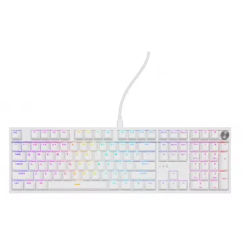 Mechanická klávesnica GENESIS THOR 404, Full-Size USB, QWERTY anglická, RGB podsvietenie, biela