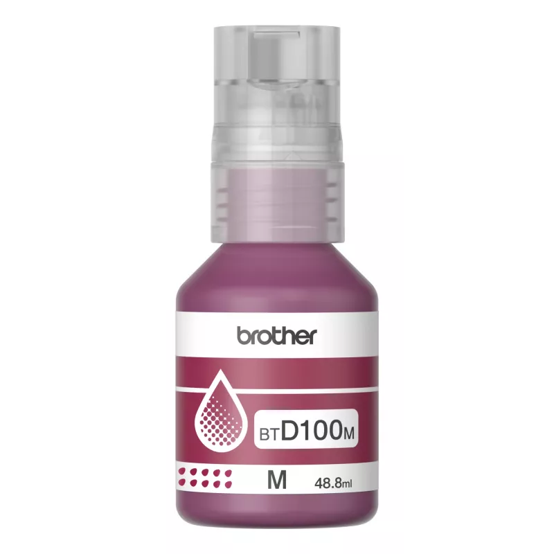 Atramentová fľaša Brother BTD100M magenta Originál, 48,8 ml, 5000 strán
