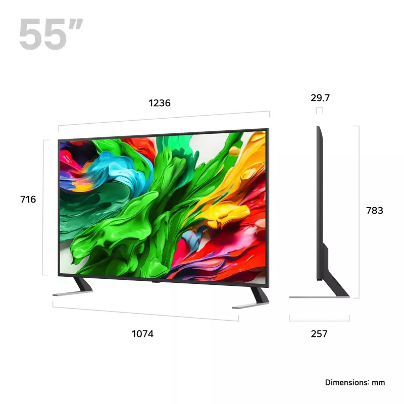 TV LG 55QNED85A3C 55 inch 4K QNED evo Smart TV, WebOS, Motion Pro, Wi‑Fi, Ethernet, DVB-T/T2, čierna