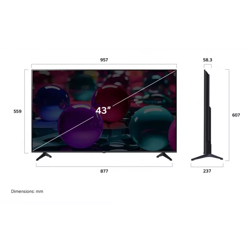 LG UHD AI 43UA73003LA TV 109,2 cm (43 inch) 4K Ultra HD Smart TV Wi-Fi čierna
