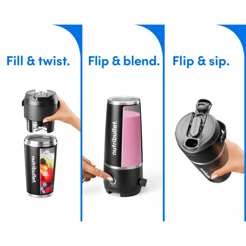 NutriBullet Flip 0,59 L prenosný mixér 11 W čierny