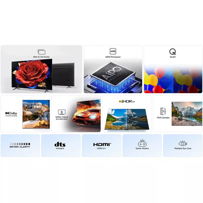 TCL T69C 43T69C TV 109,2 cm (43 inch) 4K Ultra HD Smart TV Wi-Fi čierna 350 cd/m²