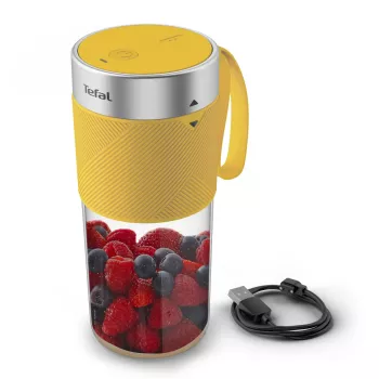Prenosný mixér Tefal Lightmix BL1C0230 – 0,3 l, nabíjateľný Li‑Ion 1200 mAh, nehrdzavejúca oceľ/žltá