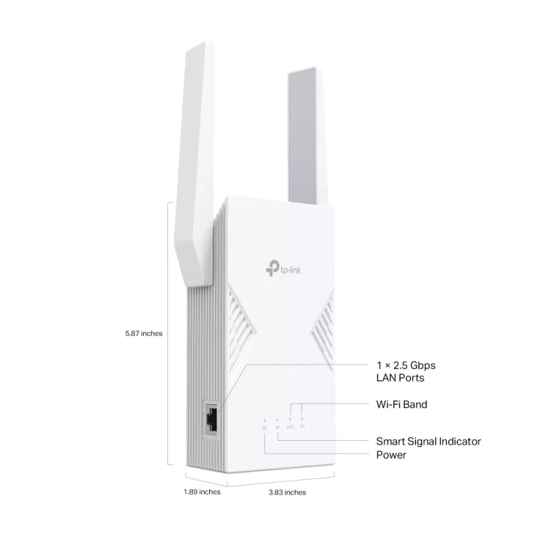 Sieťový vysielač a prijímač TP‑LINK BE3600 2882 Mbit/s, dvojpásmový 2,4/5 GHz, 1× RJ‑45, biela