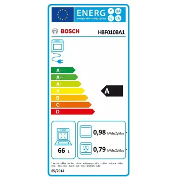 Vstavaná elektrická rúra Bosch Serie 2 HBF010BA1 — 66 L, energetická trieda A, otočné ovládače, čierna