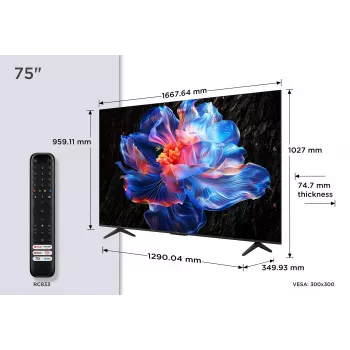 TCL V6C 75V6C TV 190,5 cm (75 palcov) 4K Ultra HD Smart TV Wi-Fi metalická 330 cd/m²