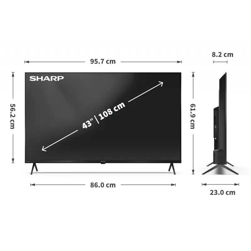 Sharp 43HP5265E TV 109,2 cm (43 palcov) 4K Ultra HD Smart TV Wi-Fi čierna