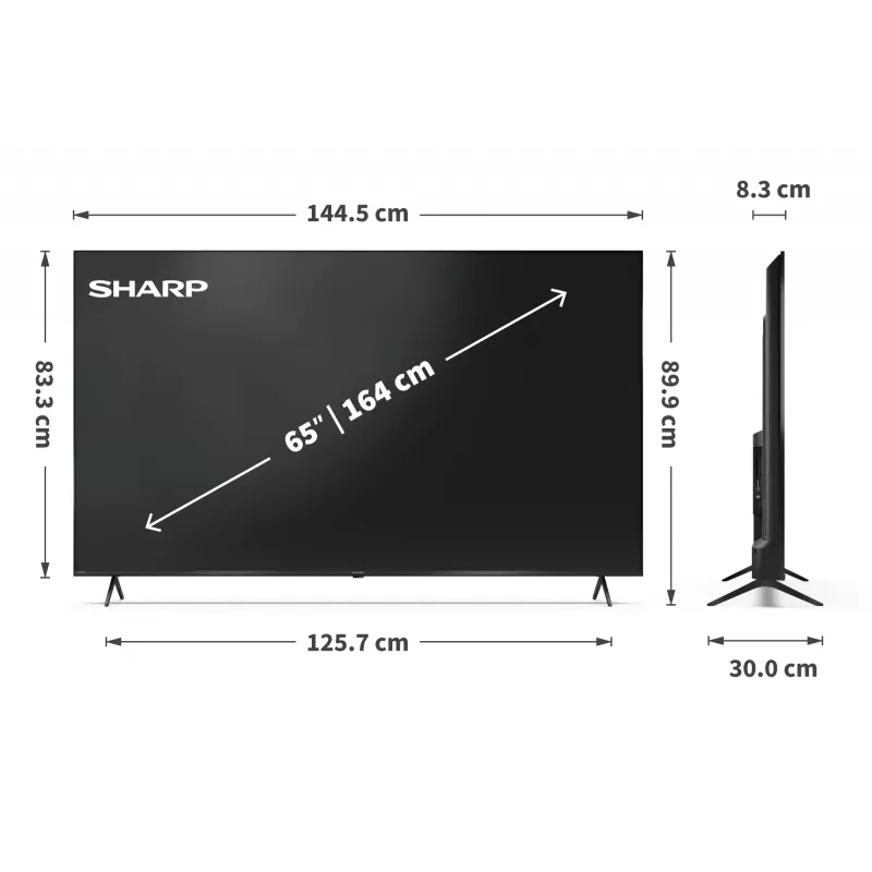 Sharp 65HP5265E 65" (165,1 cm) 4K Ultra HD Smart TV, Google TV, Wi-Fi, čierny