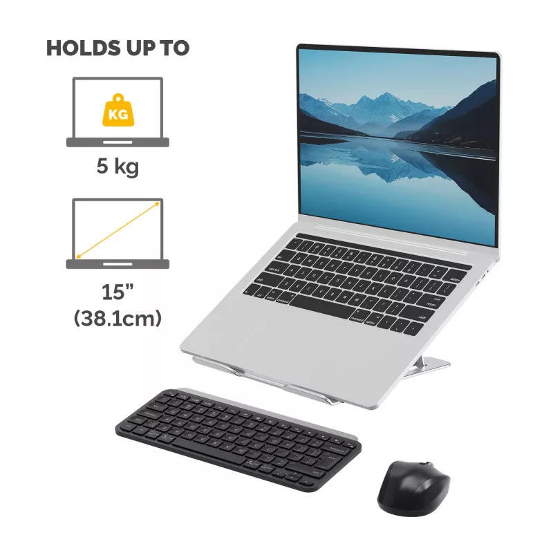 Fellowes Alumia Laptop-Riser prenosný stojan na notebook max. veľkosť 15 palcov max. hmotnosť 5 kg strieborný