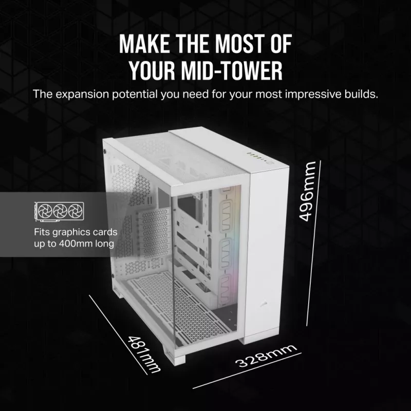 CORSAIR PC skriňa – iCUE LINK 6500X RGB Mid-Tower Dual Chamber biela