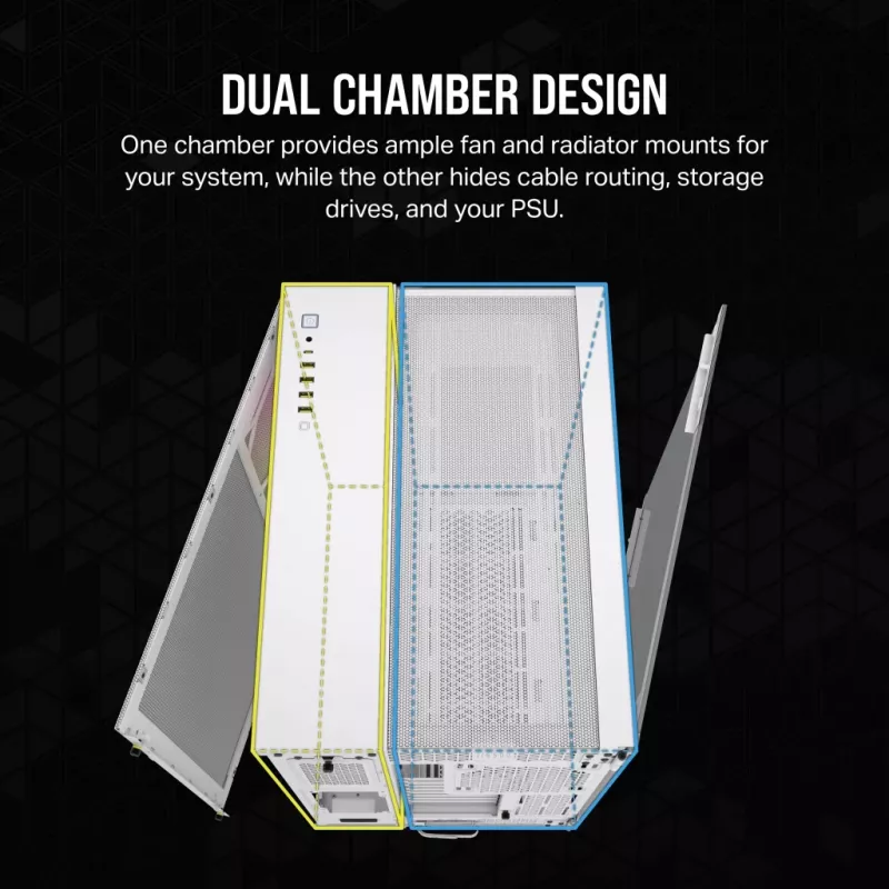 CORSAIR PC skriňa – iCUE LINK 6500X RGB Mid-Tower Dual Chamber biela