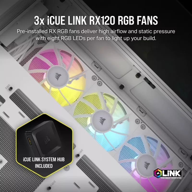 CORSAIR PC skriňa – iCUE LINK 6500X RGB Mid-Tower Dual Chamber biela