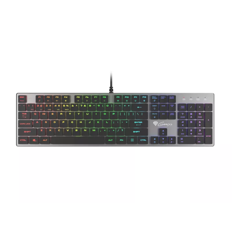 GENESIS Thor 420 RGB klávesnica herná USB QWERTY US International strieborná