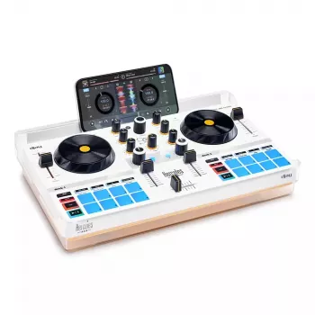 DJ kontroler Hercules DJControl Mix Ultra – biela, mobilný Bluetooth kontroler