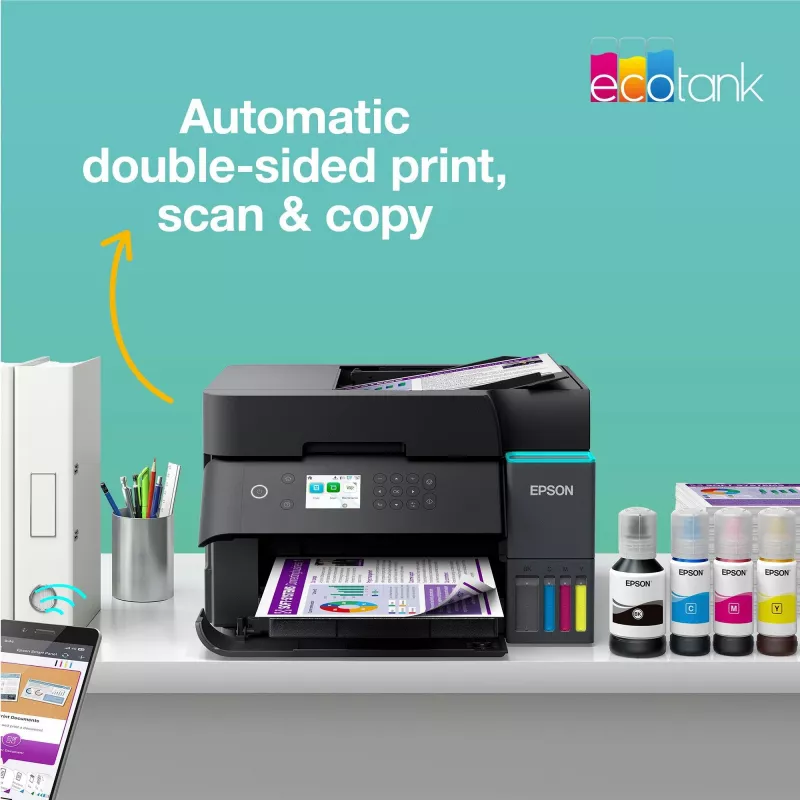 Multifunkčná atramentová tlačiareň Epson EcoTank L6370 — farebná, A4, 4800x1200 DPI, Wi‑Fi, Ethernet