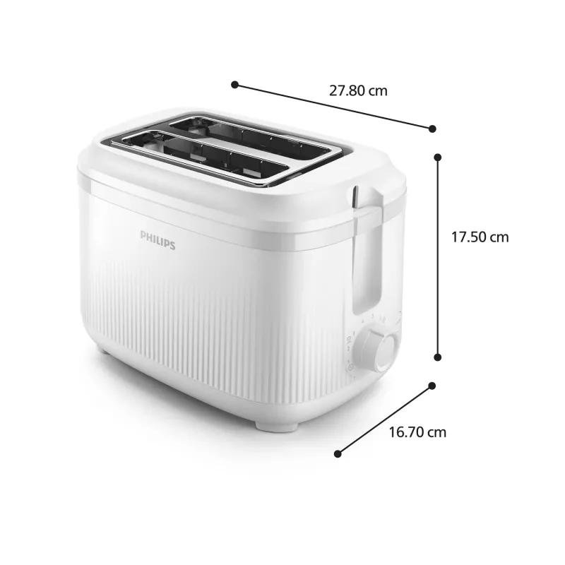 Philips 3000 series hriankovač, 2 plátky, biela, kov, tlačidlá, otočný regulátor, 900 W, 220-240 V