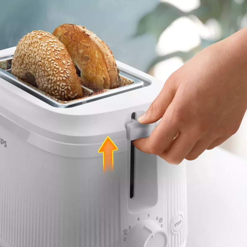 Philips 3000 series hriankovač, 2 plátky, biela, kov, tlačidlá, otočný regulátor, 900 W, 220-240 V