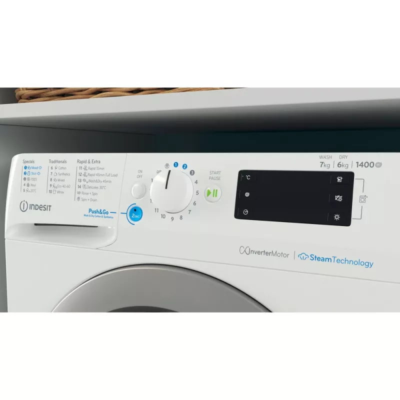 Indesit BDE 76435 WSV EE práčka so sušičkou s predným plnením voľne stojaca biela