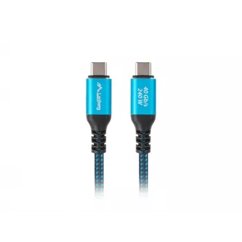 USB-C kábel LANBERG CA-CMCM-44CU-0005-BK 0,5 m — USB4 Gen 2x2, 40 Gbit/s, 240 W, čierny