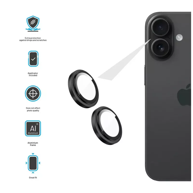 FIXED sklo kamery pre Apple iPhone 17 — sklo čierne