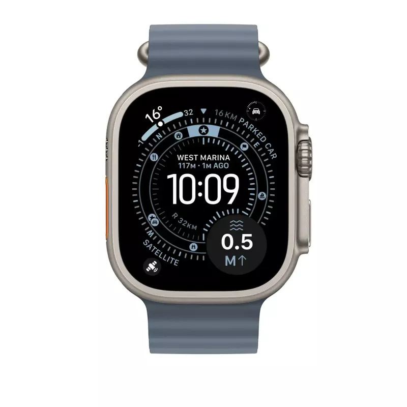 Remienok Apple Natural Titanium Finish MGCC4ZM/A modrý fluórelastomer 49 mm