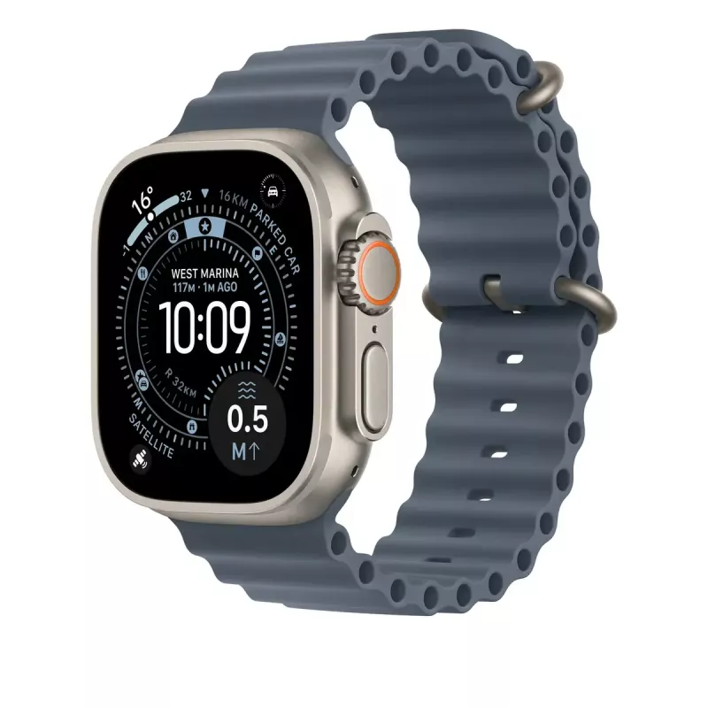 Remienok Apple Natural Titanium Finish MGCC4ZM/A modrý fluórelastomer 49 mm