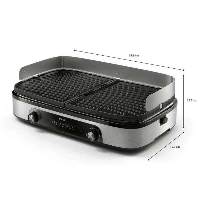 Elektrický gril Philips HD6222/90 2400 W čierny nehrdzavejúca oceľ