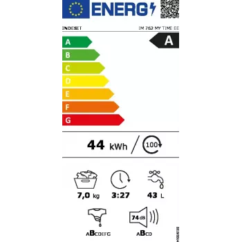 Práčka s predným plnením INDESIT IM 762 MY TIME EE — 7 kg, 1200 ot/min, trieda A, biela