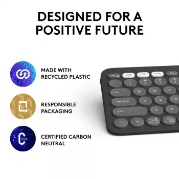 Logitech Pebble Keys 2 K380s klávesnica univerzálna RF bezdrôtová + Bluetooth QWERTY US International grafitová