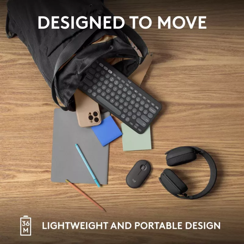 Logitech Pebble Keys 2 K380s klávesnica univerzálna RF bezdrôtová + Bluetooth QWERTY US International grafitová