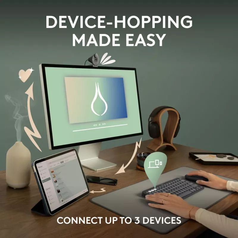 Logitech Pebble Keys 2 K380s klávesnica univerzálna RF bezdrôtová + Bluetooth QWERTY US International grafitová