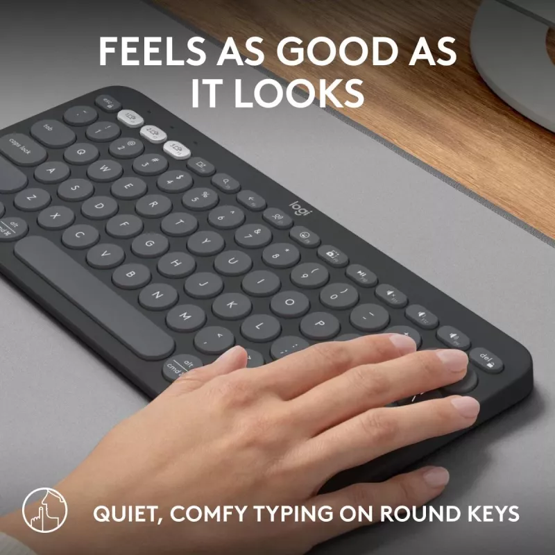 Logitech Pebble Keys 2 K380s klávesnica univerzálna RF bezdrôtová + Bluetooth QWERTY US International grafitová