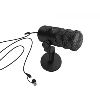 Káblový PC mikrofón GENESIS Radium 350D – USB Type-A/Type-C, -48 dB citlivosť, 16–14 000 Hz, 2,5 m kábel, čierny