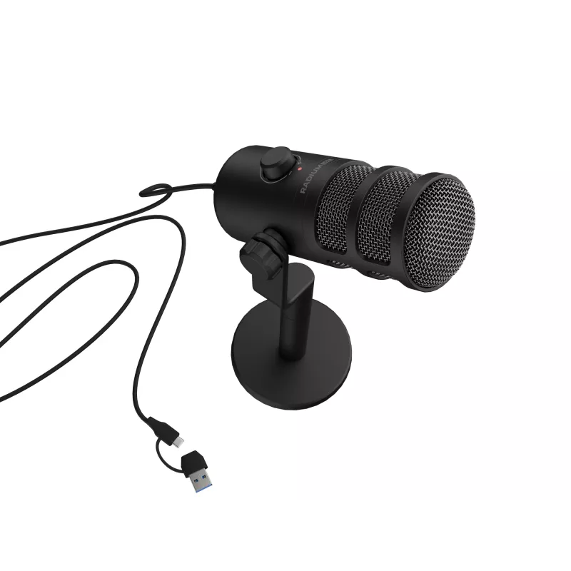 Káblový PC mikrofón GENESIS Radium 350D – USB Type-A/Type-C, -48 dB citlivosť, 16–14 000 Hz, 2,5 m kábel, čierny