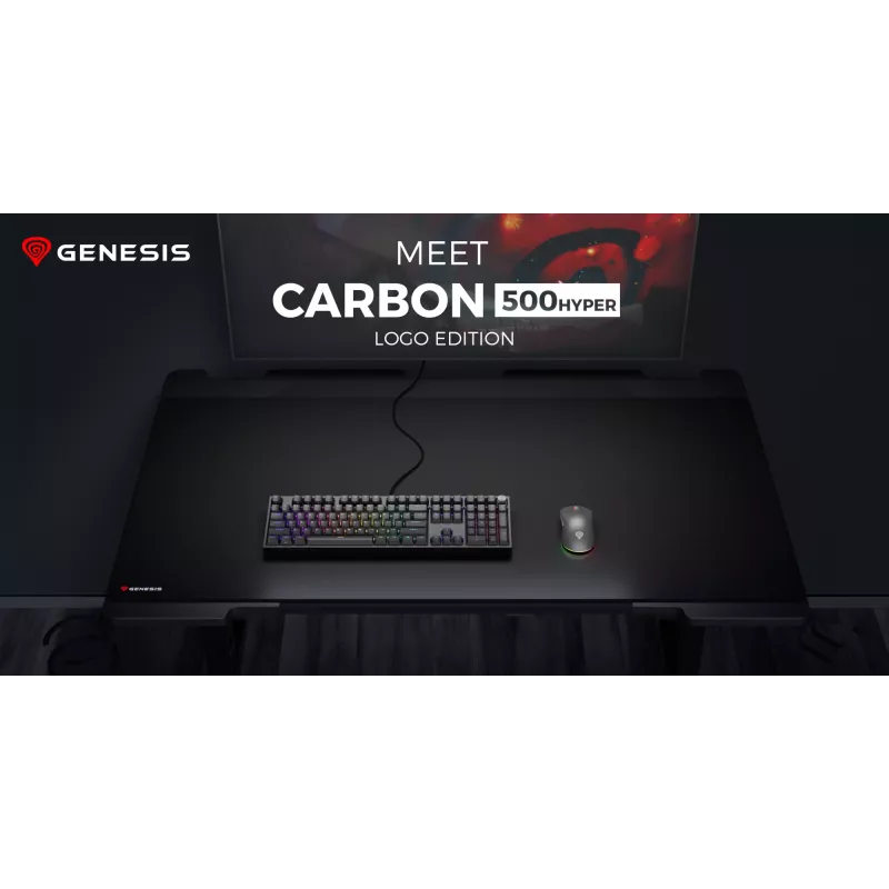 GENESIS Carbon 500 Hyper Logo, čierna, monochromatická, textil, guma, herná podložka pod myš