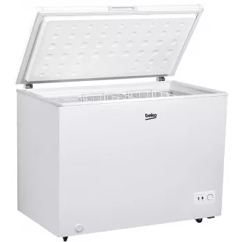 Mraznička BEKO CF316EWN, 308 L úžitkový objem, energetická trieda E, 235 kWh/rok, 40 dB, biela