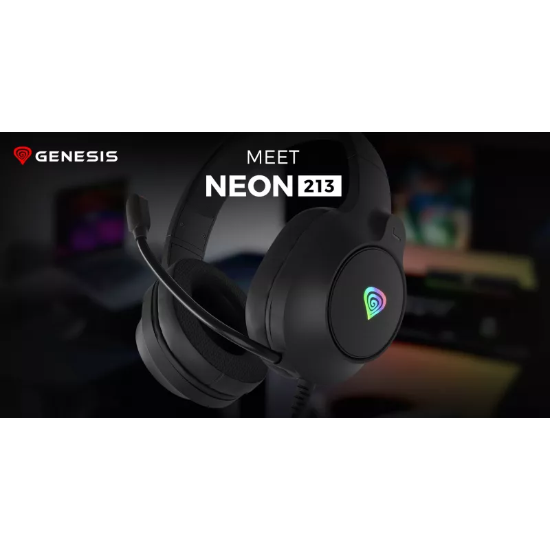GENESIS NEON 213, káblový, hovory / hudba, 20 – 20000 Hz, 302 g, headset, čierna