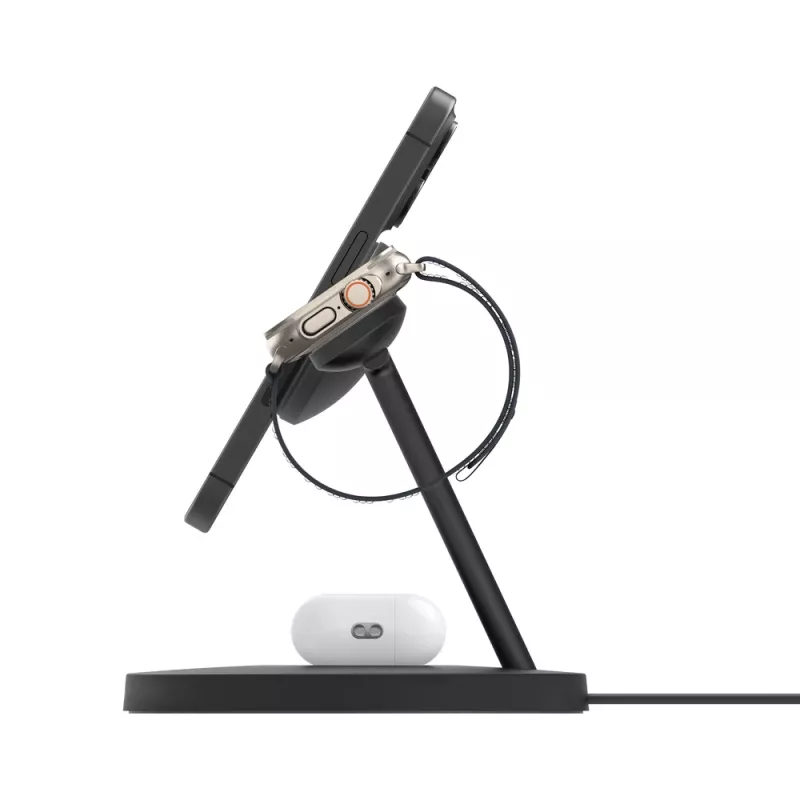 BELKIN bezdrôtový nabíjací stojan – Boost Charge Pro – 3-in-1 s Qi2 15W – čierny
