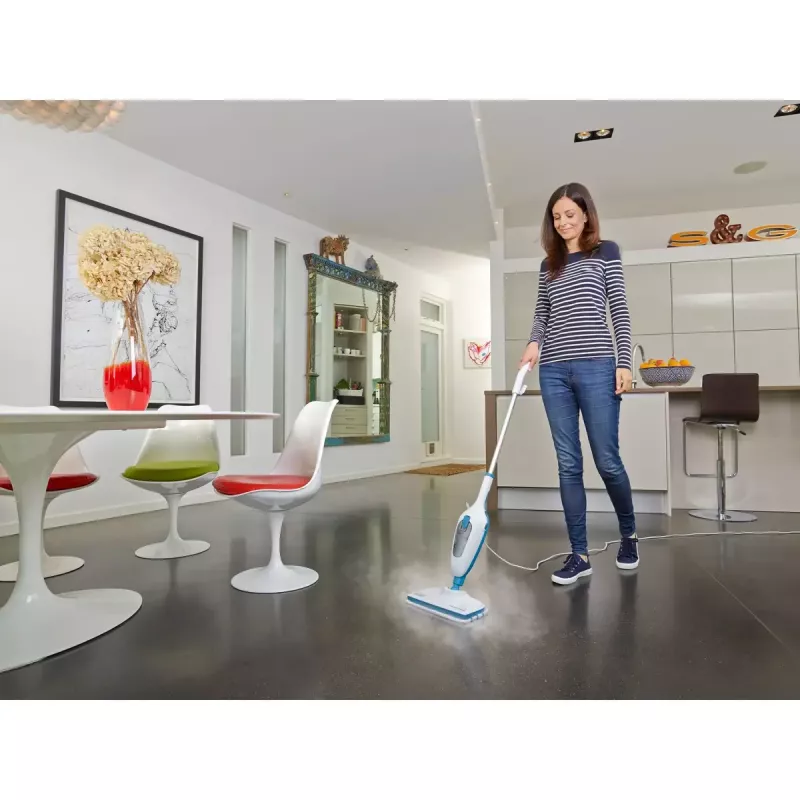 Black & Decker FSMH13E5-QS parný mop 5v1, 1300 W, sieťový, nádrž na vodu 0,38 l, biela/modrá