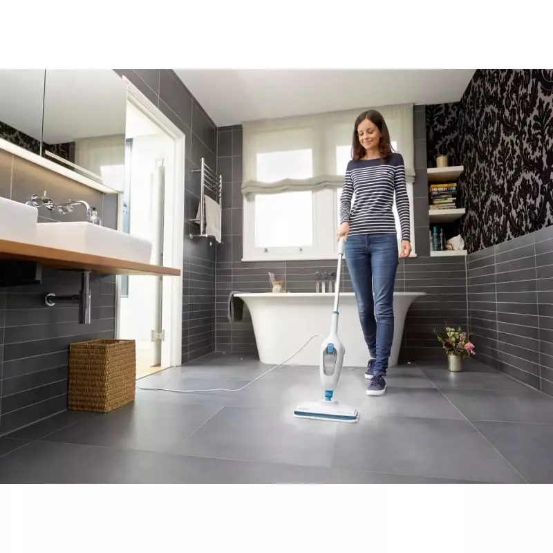 Black & Decker FSMH13E5-QS parný mop 5v1, 1300 W, sieťový, nádrž na vodu 0,38 l, biela/modrá