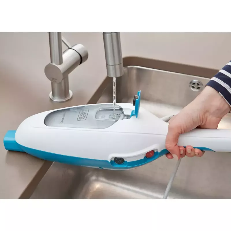 Black & Decker FSMH13E5-QS parný mop 5v1, 1300 W, sieťový, nádrž na vodu 0,38 l, biela/modrá