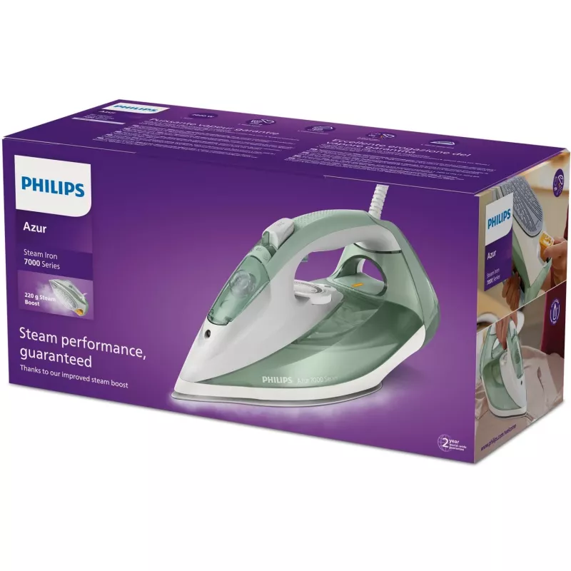 Philips 7000 series DST7012/70 žehlička parná žehlička SteamGlide Plus žehliaca plocha 2600 W zelená, sivá