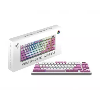 MSI FORGE GK600 TKL WIRELESS VIOLET klávesnica Gaming USB + Bluetooth QWERTY UK English ružová, fialová, biela
