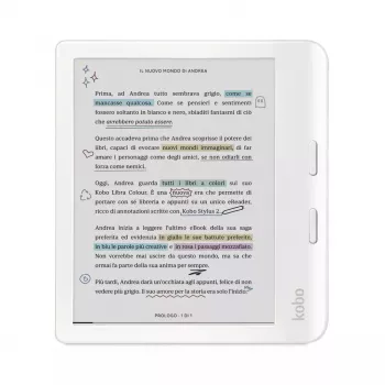Čítačka e-kníh Kobo Libra Colour 7 palcov E Ink Kaleido, 32 GB, Wi‑Fi, Bluetooth, vodotesná, biela
