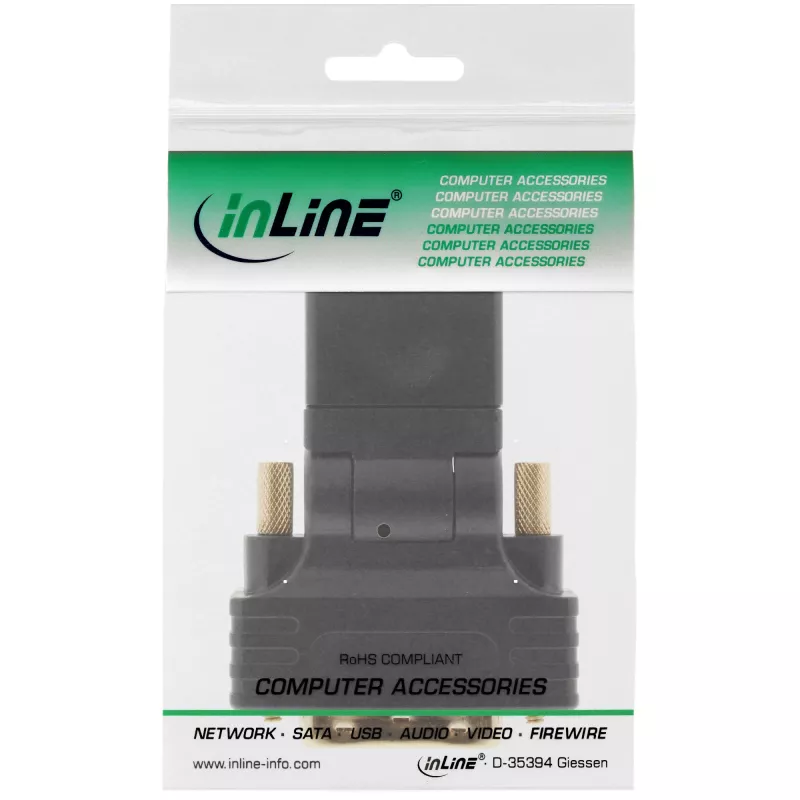 InLine HDMI na DVI adaptér HDMI konektor samica / DVI konektor samec flexibilný pozlátený 4K2K