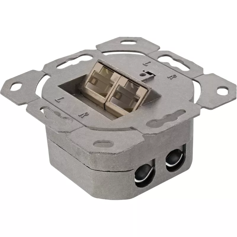 Nástenná zásuvka InLine Cat.6 2x RJ45 horizontálna — montáž na omietku alebo pod omietku