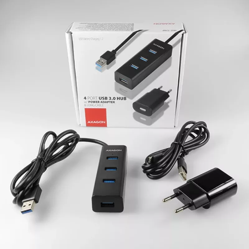Axagon HUE-S2BP 4x USB 3.0 NABÍJACÍ HUB s 1,2 m káblom vrátane napájacieho zdroja