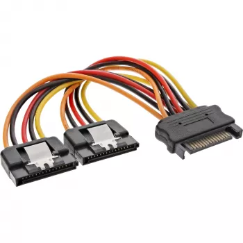InLine SATA napájací Y kábel samica / 2x samec s bezpečnostným zámkom, 0,15m