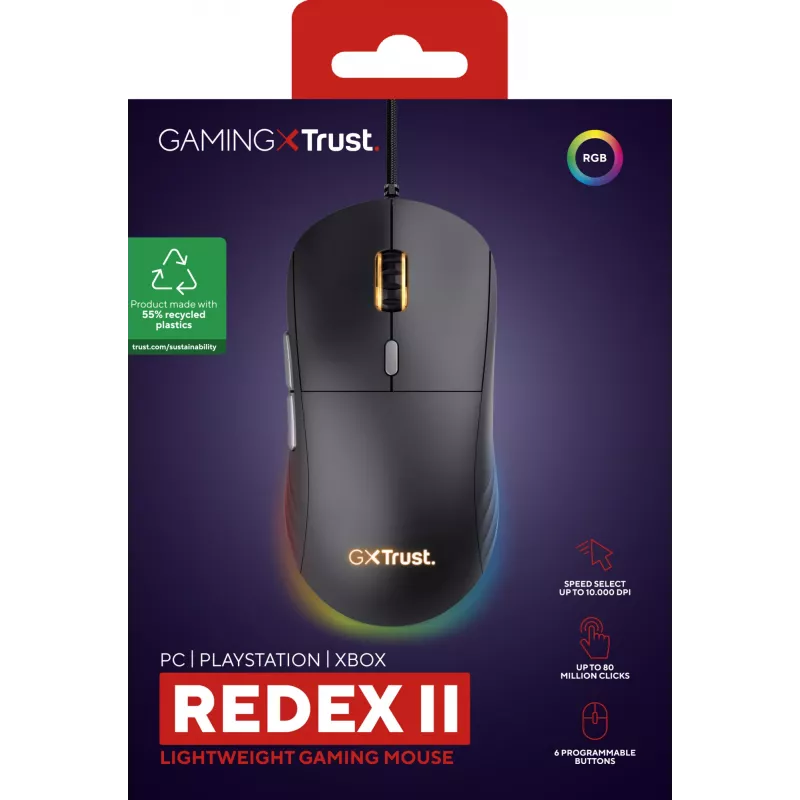 Trust GXT 925 REDEX II myš gaming pravá ruka USB Type-A laserová 10000 DPI